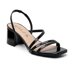 Black open toe block heel sandals